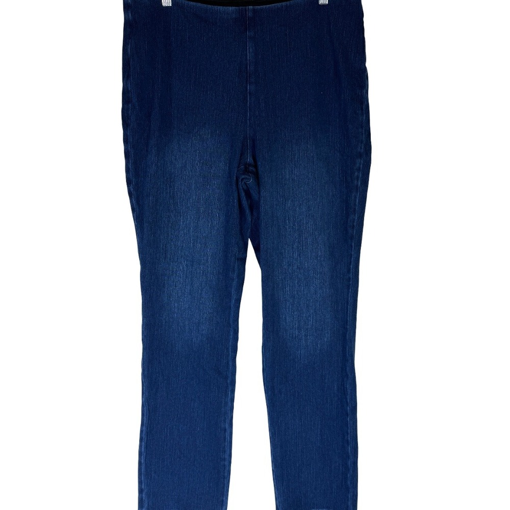 Belle by Kim Gravel Flexibelle Slim Straight Leg Jeans Women 16 Dark Indigo Blue